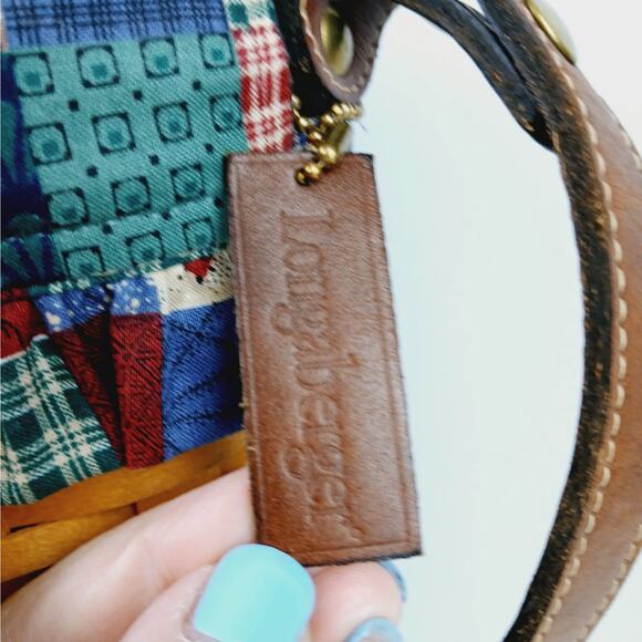 Longaberger VTG 2000 Artist Signed Saddebrook Crossbody Bag Fabric Lined - Picture 5 of 9